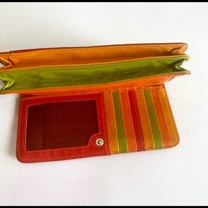 Du Du Genuine Leather Multi Colour Wallet orange